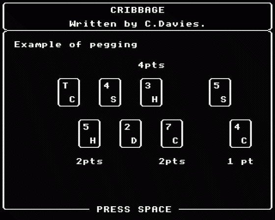 Cribbage Screenshot 22 (BBC B/B+/Master 128)