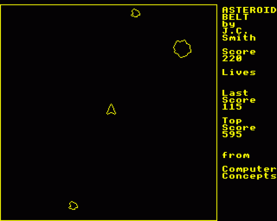 Asteroid Belt Screenshot 8 (BBC Model B)