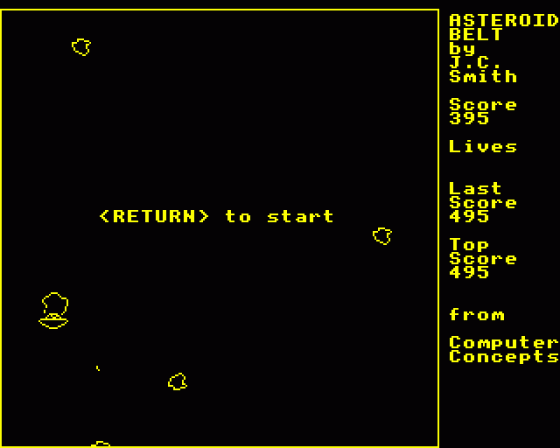 Asteroids Screenshot 5 (BBC Model B)