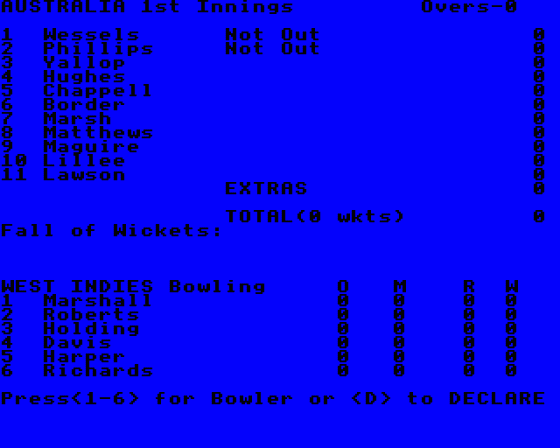 Test Match Screenshot 5 (BBC Model B)