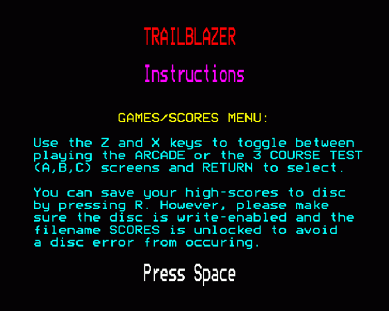 Trailblazer Screenshot 9 (BBC B/B+/Master 128/Master Compact)