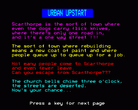 Urban Upstart Screenshot 6 (BBC B/B+/Master 128)