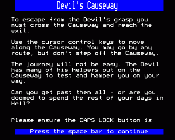 Devil's Causeway Screenshot 11 (BBC Model B)