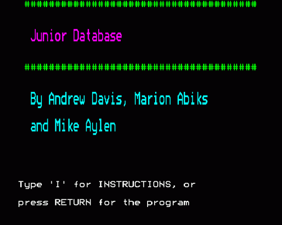 Junior Database