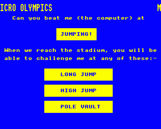 Micro Olympics Screenshot 14 (BBC Model B)