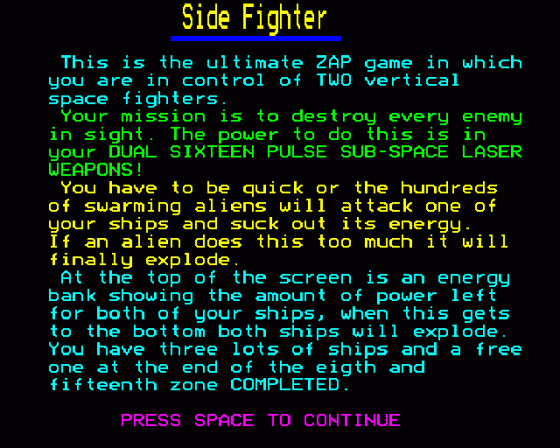 Side Fighter Screenshot 9 (BBC Model B)