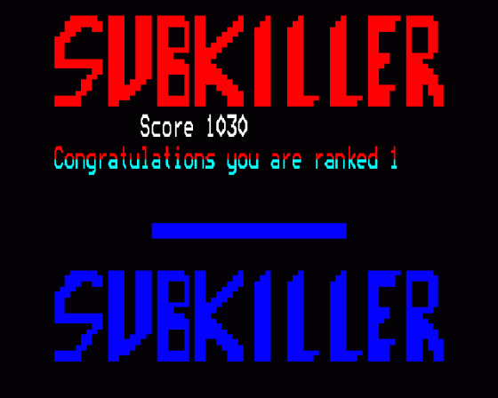 Sub Killer Screenshot 8 (BBC Model B)