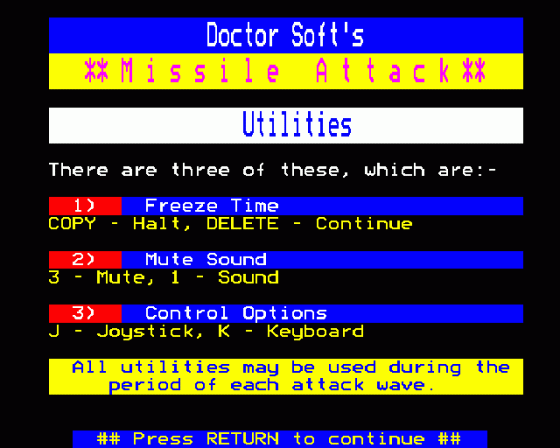 Missile Attack Screenshot 17 (BBC Model B)
