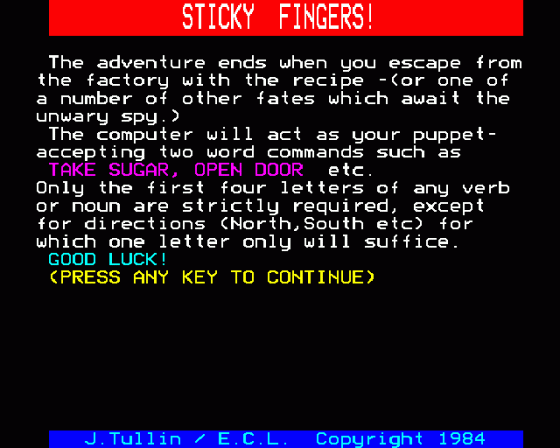 Sticky Fingers Screenshot 10 (BBC Model B)