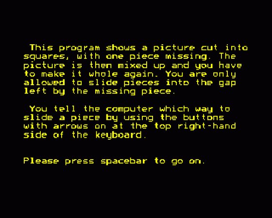 Sliding Block Puzzle Screenshot 10 (BBC Model B)