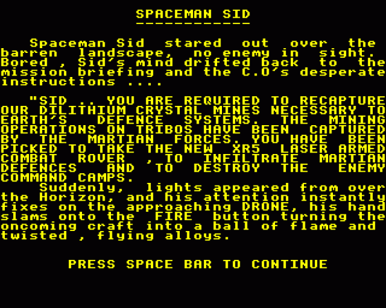 Spaceman Sid Screenshot 7 (BBC Model B)