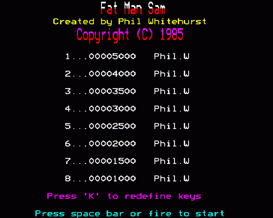 Fat Man Sam Screenshot 9 (BBC Model B)