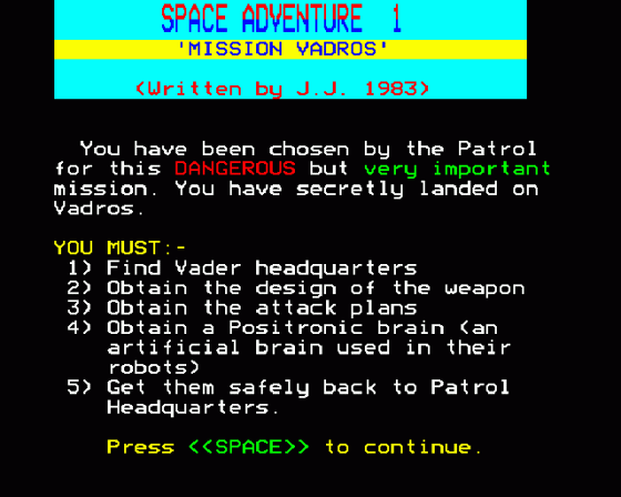 Space Adventure One Screenshot 7 (BBC Model B)