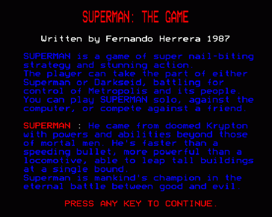 Superman: The Game Screenshot 10 (BBC Model B)