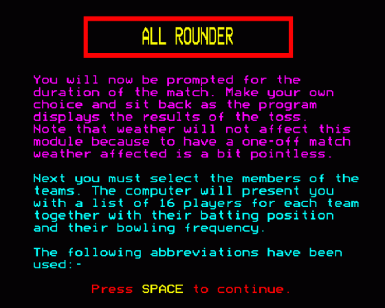 All Rounder Screenshot 8 (BBC B/B+/Master 128)