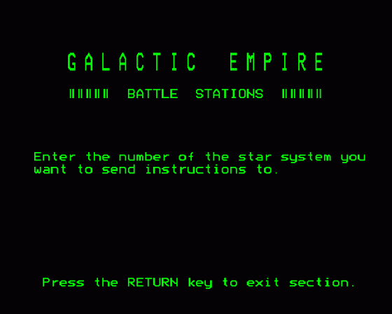 Galactic Empire Screenshot 8 (BBC Model B)