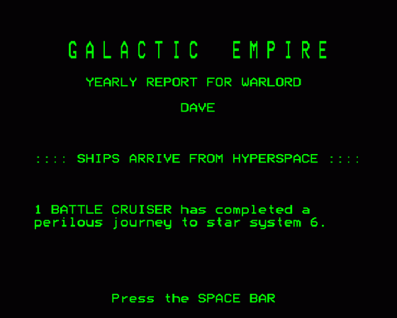 Galactic Empire Screenshot 9 (BBC Model B)