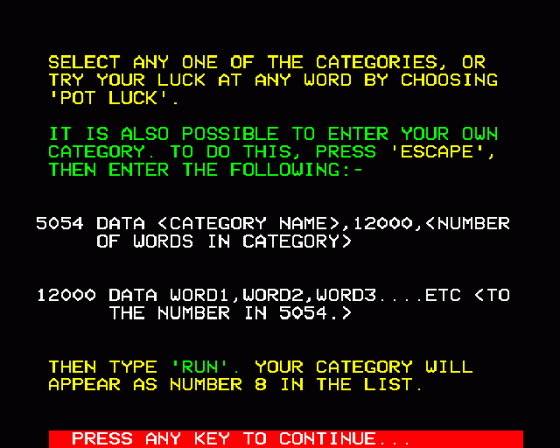 Super Hangman Screenshot 6 (BBC Model B)