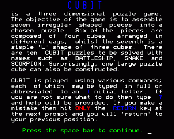 Cubit Screenshot 6 (BBC B/B+/Master 128)