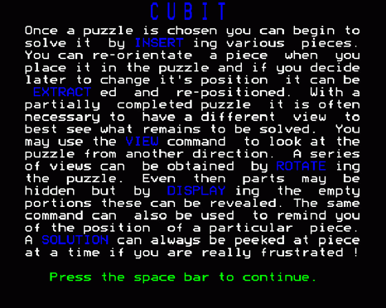 Cubit Screenshot 7 (BBC B/B+/Master 128)