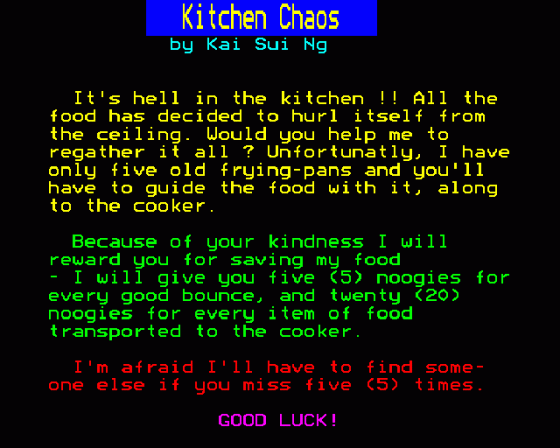 Kitchen Chaos Screenshot 7 (BBC Model B)