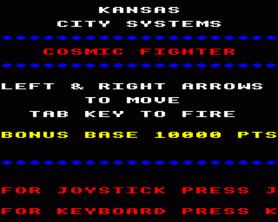 Cosmic Fighter Screenshot 9 (BBC Model B)