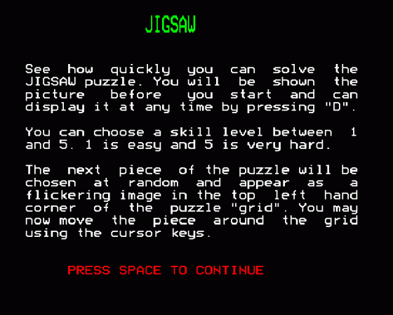 Jigsaw Screenshot 18 (BBC Model B)