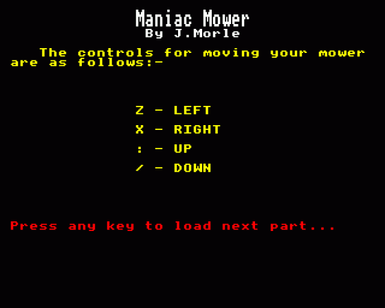 Maniac Mower Screenshot 6 (BBC Model B)