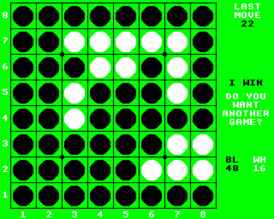 Reversi Screenshot 5 (BBC Model B)