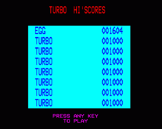 Turbo Screenshot 7 (BBC Model B)