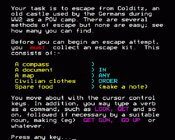 Colditz Screenshot 10 (BBC Model B)