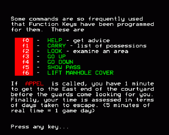 Colditz Screenshot 11 (BBC Model B)