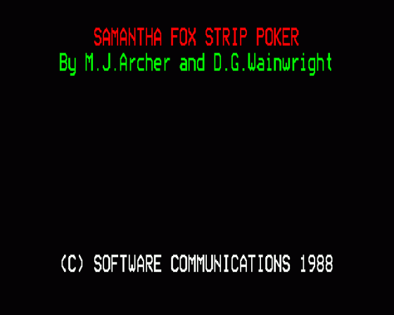 Samantha Fox Strip Poker Screenshot 8 (BBC Model B)