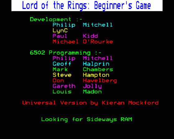 Lord Of The Rings Game One