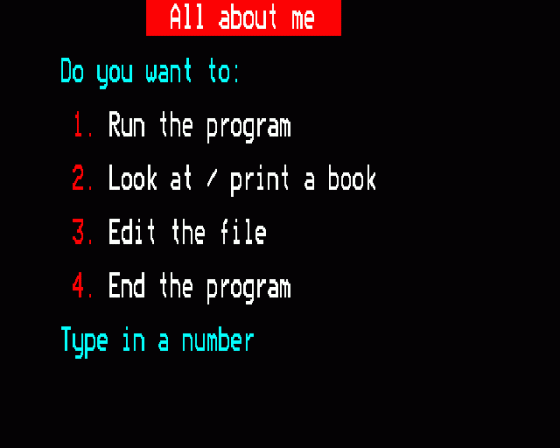 All About Me Screenshot 7 (BBC Model B)