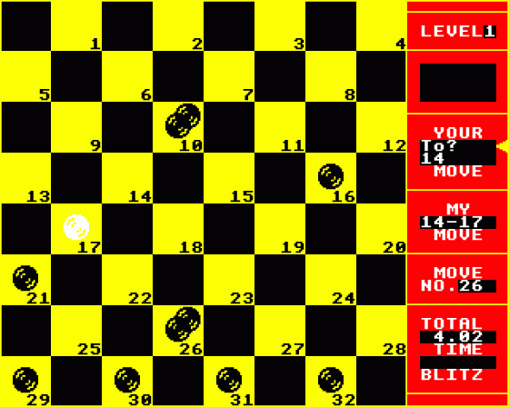 Draughts Screenshot 5 (BBC Model B)