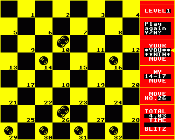 Draughts Screenshot 6 (BBC Model B)