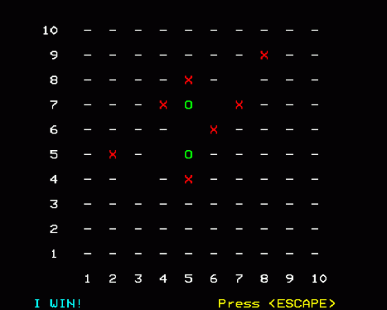 Gomoku Screenshot 6 (BBC Model B)