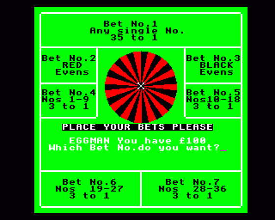 Roulette Screenshot 5 (BBC Model B)