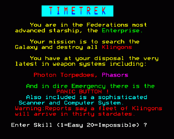 Timetrek Screenshot 6 (BBC Model B)