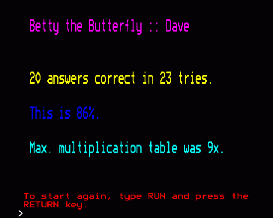 Betty The Butterfly Screenshot 10 (BBC Model B)