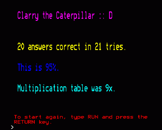 Clarry The Caterpillar Screenshot 12 (BBC Model B)