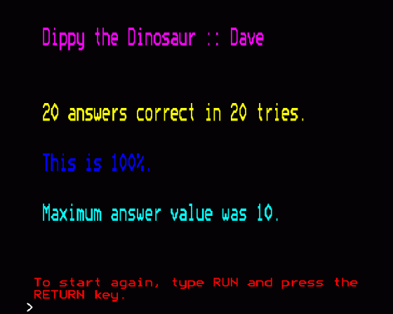 Dippy The Dinosaur Screenshot 14 (BBC Model B)