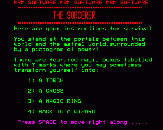 The Sorcerer Screenshot 9 (BBC Model B)