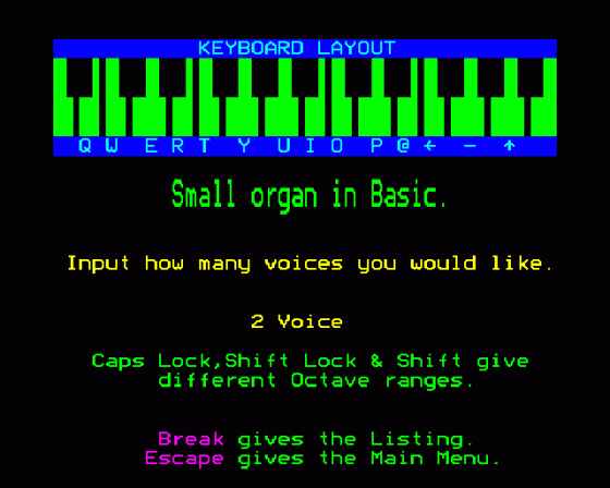 Keyboards Screenshot 5 (BBC Model B)