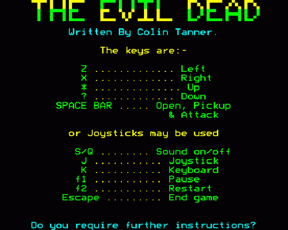 The Evil Dead Screenshot 8 (BBC Model B)