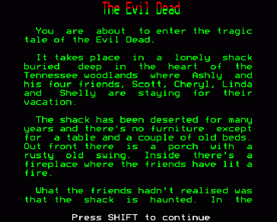 The Evil Dead Screenshot 10 (BBC Model B)