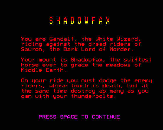 Shadowfax Screenshot 6 (BBC Model B)