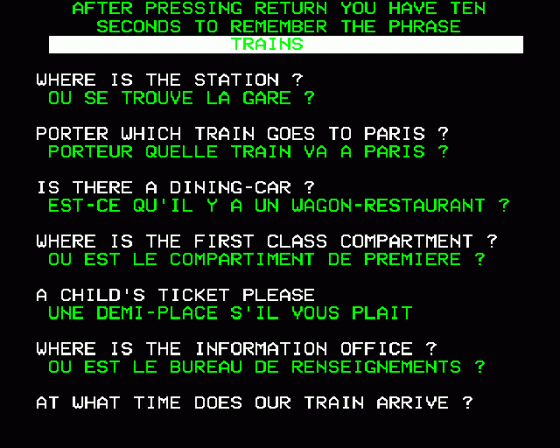 Speaking French Screenshot 6 (BBC Model B)