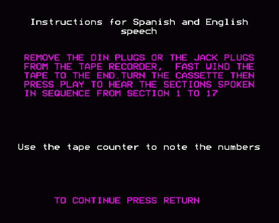 Speaking Spanish Screenshot 6 (BBC Model B)